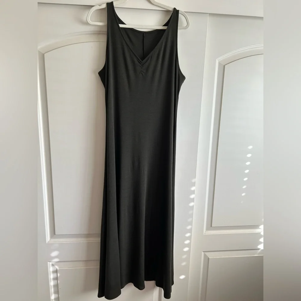 EILEEN FISHER Lightweight Italian Wool A-Line Sleeveless Dress in Forrest Sz XL - Picture 1 of 4